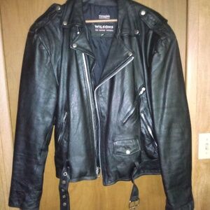 Wilsons Black Leather Motorcycle Jacket